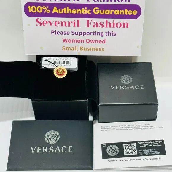 NIB Versace Ring Size IT 13/ US 6 Icon Medusa Head Greca Engraved Gold Tone
